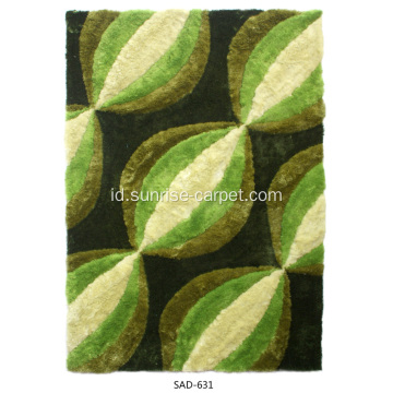 Polyester Silk Shaggy dengan Desain 3D Karpet Rug